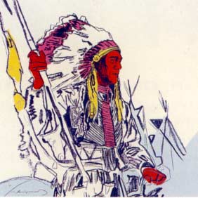 [Andy Warhol Cowboys and Indians; War Bonnet Indian]